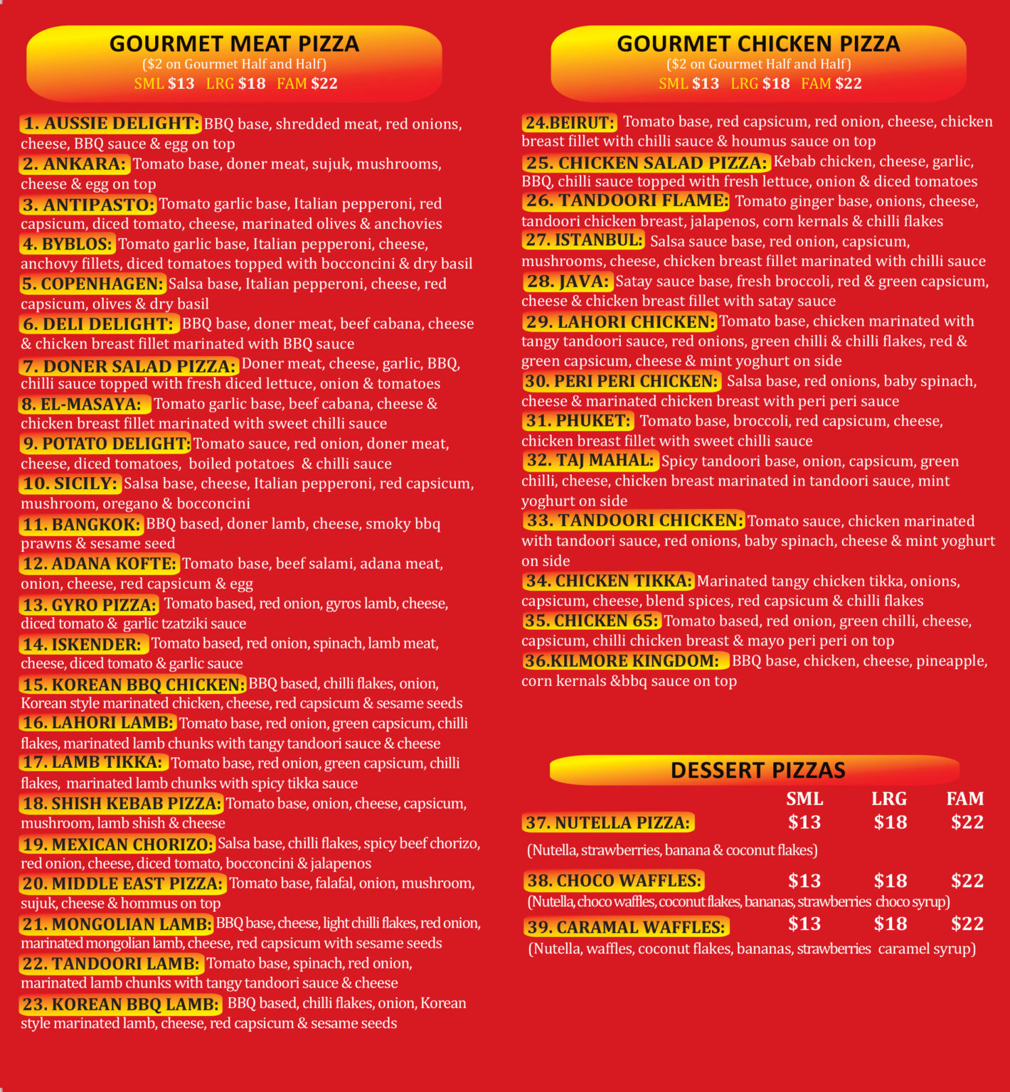 Our Menu - Snappys Pizza & Kebab Kilmore